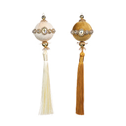 Игрушка Шары тканевые с кисточкой,кремовый-золотой,19 см (в ассортименте)