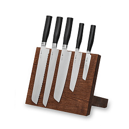 Набор ножей Камагата на магнитной подставке, 5 шт, коричневый дуб
