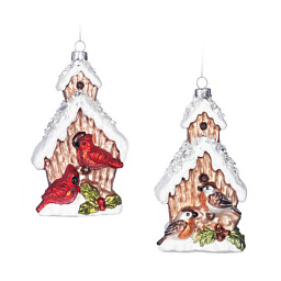 Игрушка Дом с птицами, стекло, 13 см (в ассортименте)