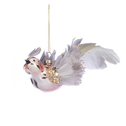Птица с паетками,роз\бел 18 см