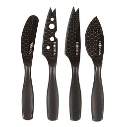 Набор мини-ножей для всех видов сыра Монако, 19х19 см, 4 шт, сталь, черный,
