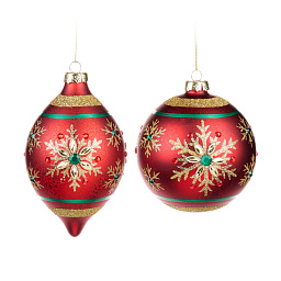 Игрушка Шар стекло со снежинкой, 12 см (в ассортименте)