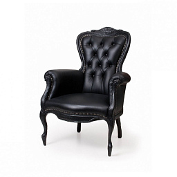 Кресло обожженное, черная кожа Maarten Baas 2002