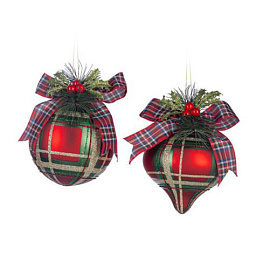 Игрушка Шар с бантом в клетку, 10 см (в ассортименте)