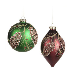 Игрушка Шар с шишками, зеленый\красный, 14 см (в ассортименте)