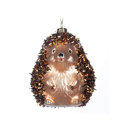 Игрушка Ёж коричневый стекло, 9,5 см