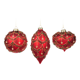 Украшение елочное стекло\красное, 10 см (в ассортименте)