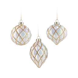 Украшение елочное с золотыми нитями 8 см (в ассортименте)