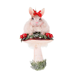 Игрушка Зайчик на грибе 12 см