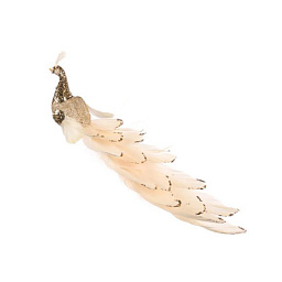 Игрушка Павлин на зажиме,шампань 28 см