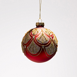 Украшение елочное красно\золотое, 8 см