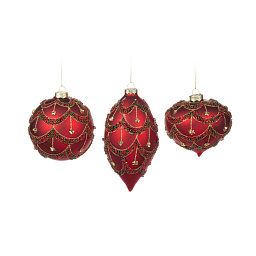 Украшение елочное стекло\красное 10 см (в ассортименте)