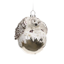 Игрушка Сова жемчужная, 12 см